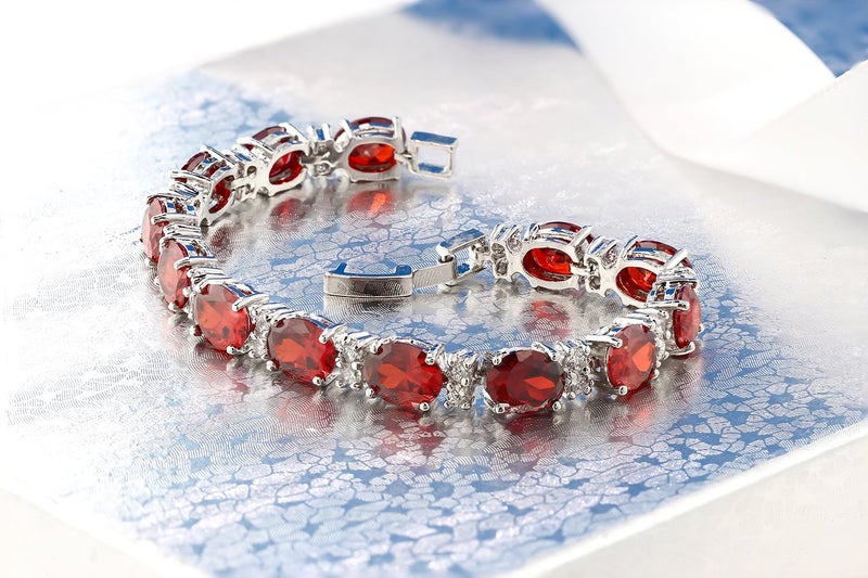 Gem Stone King 40.00 Cttw Red Color Cubic Zirconias CZ Tennis Bracelet For Women | 7 Inch - Image 2